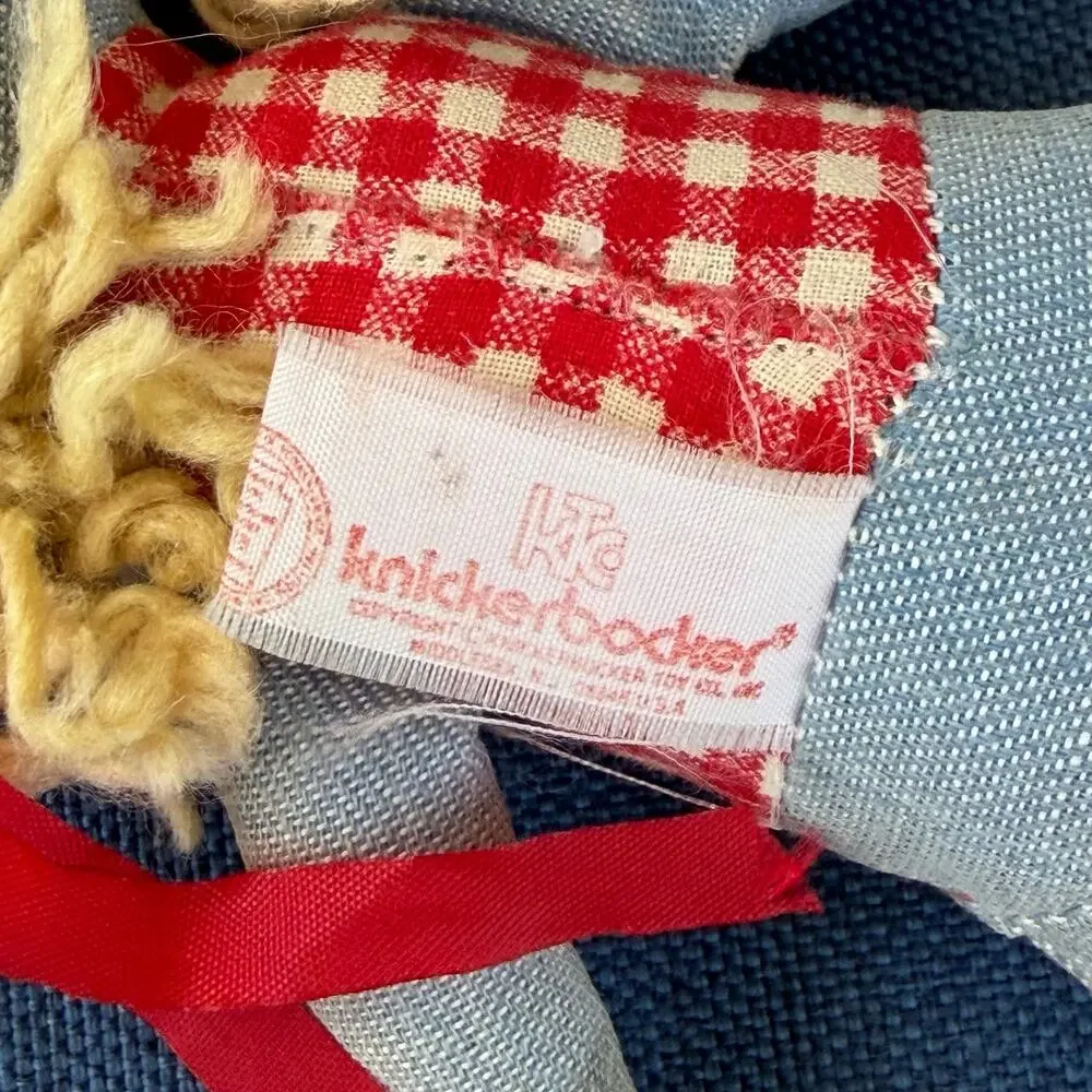 Knickerbocker Levi’s Denim Rag Doll Vtg 1970’s Advertising Yellow Yarn Hair FLAW